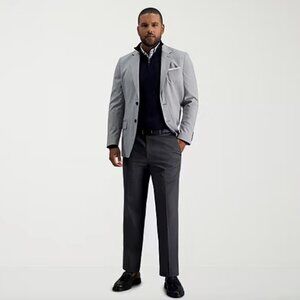 Haggar Premium No Iron Khaki Mens Classic Fit Flat Front Pant, Gray Sz 30x32